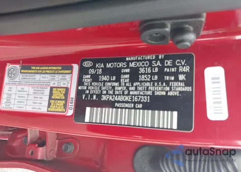 2019 Kia Rio S from USA, damaged, VIN 3KPA24AB0KE167331